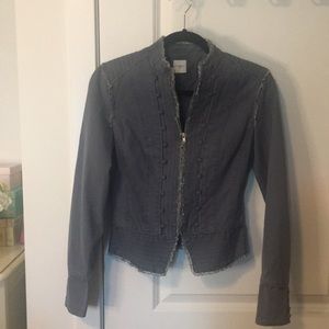 Lace Detail Military Style Jacket | Slate Blue